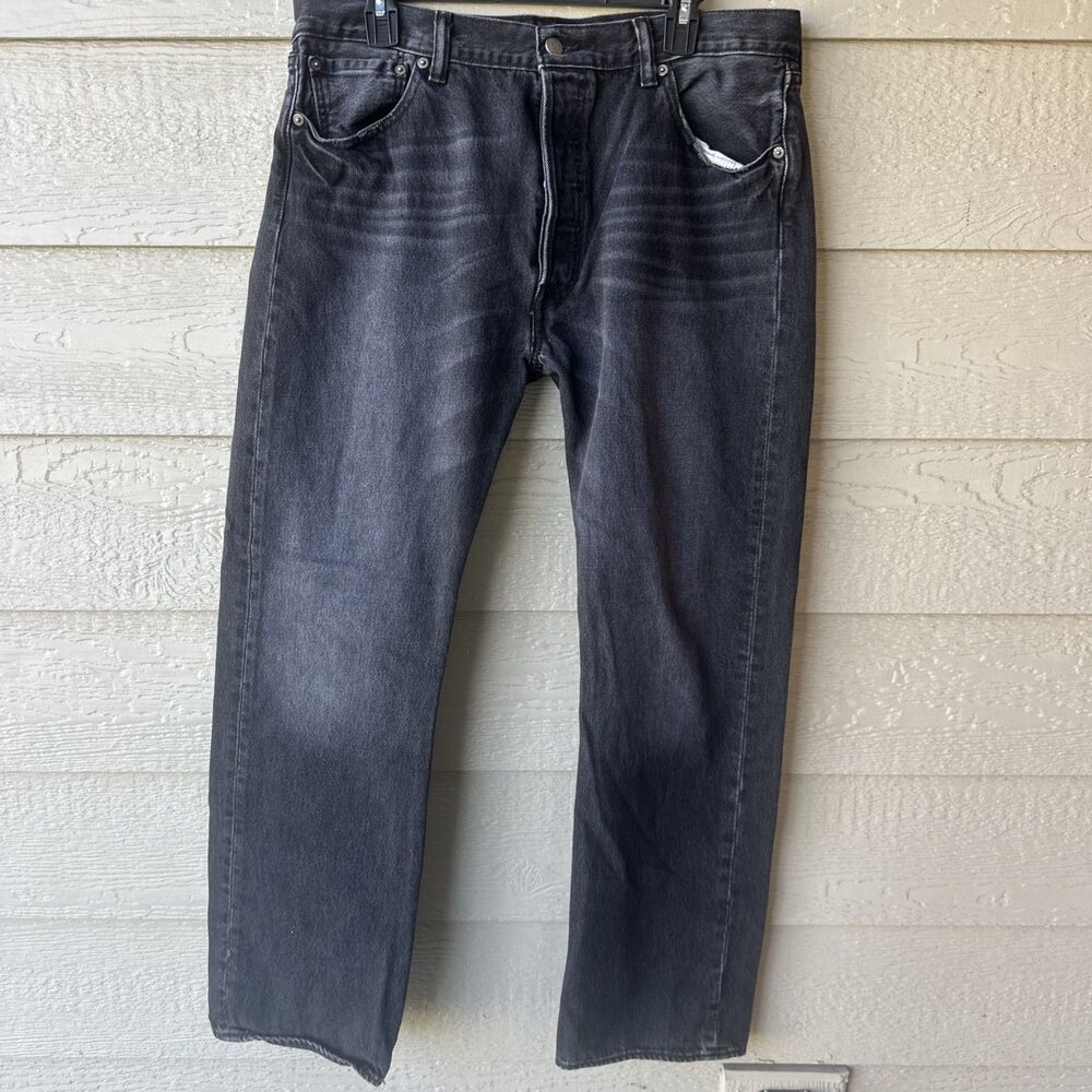 Levi's 501 Original Fit Jeans Men's 36X32 Black Button Fly S40196 Western Denim